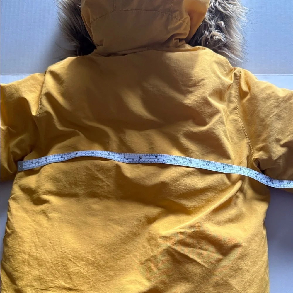 Zara Kids Yellow Puffer Jacket with Faux Fur Hood